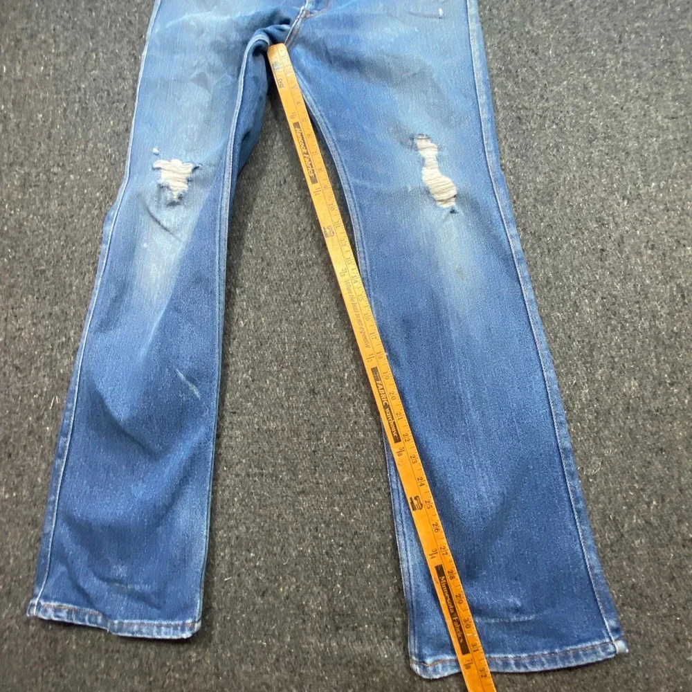 Levi Strauss Jeans Sz 32 Mens Blue Grunge Distressed Skater Straight Leg Vintage